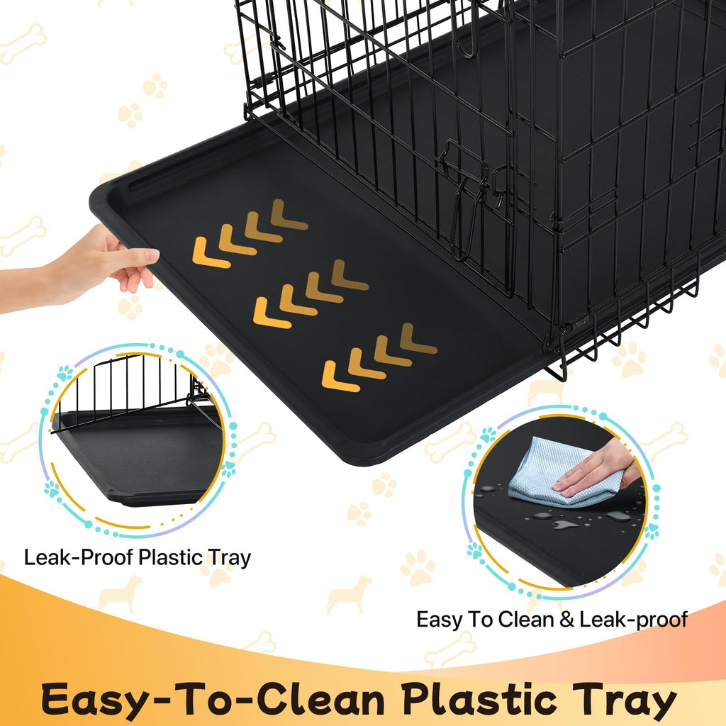 48 Inch Folding Metal Wire Dog Crate with Divider Panel & Removable Tray J1285