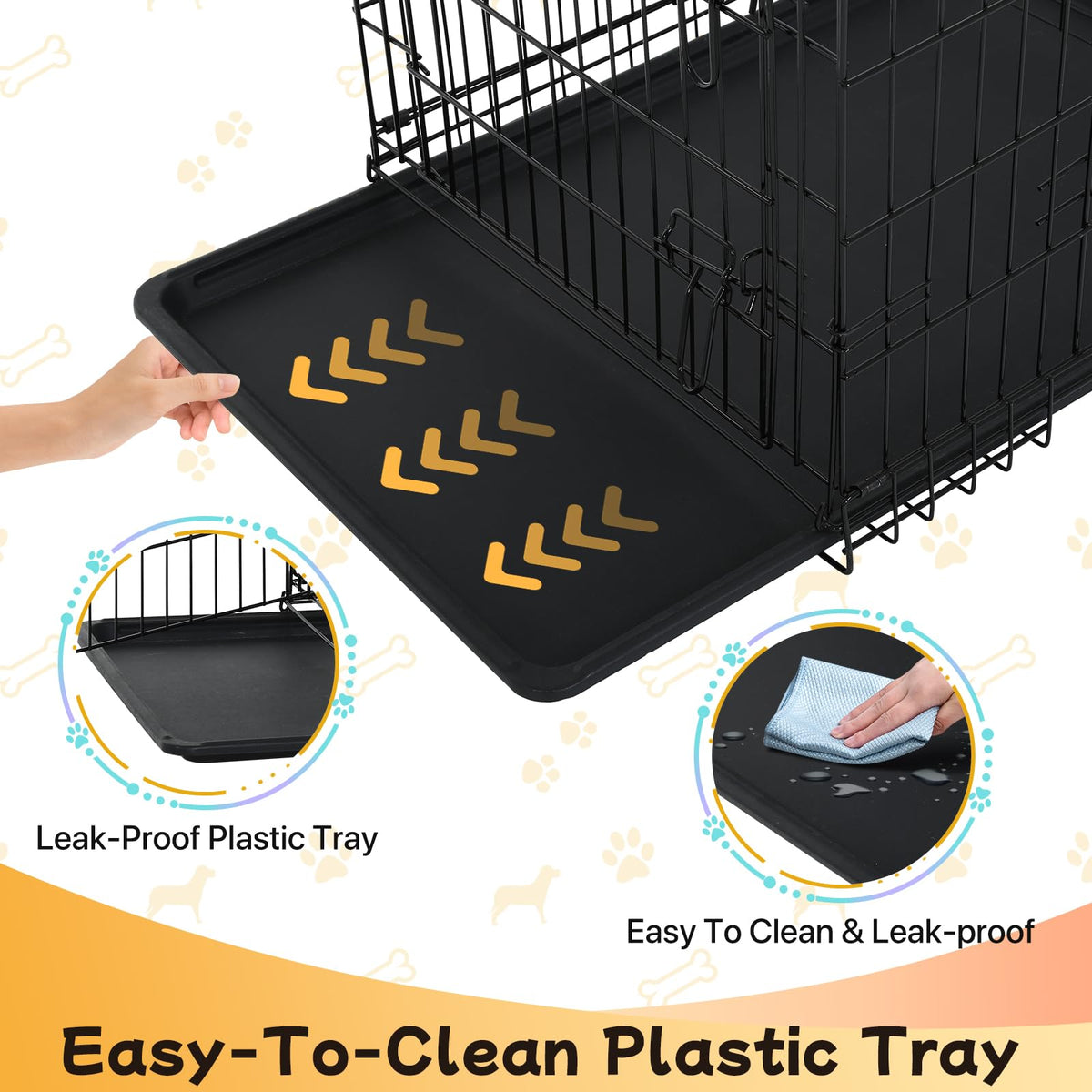 48 Inch Folding Metal Wire Dog Crate with Divider Panel & Removable Tray J1285