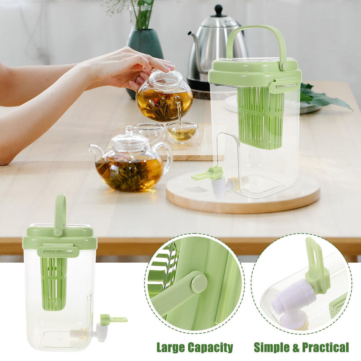 Green 2L Drink Dispenser with Faucet M68314