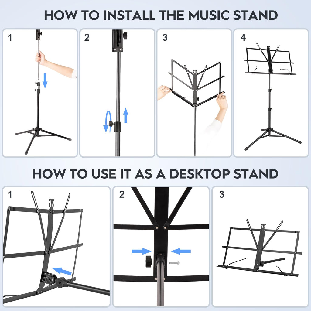 Black Adjustable Metal Music Stand with Carrying Bag X35712