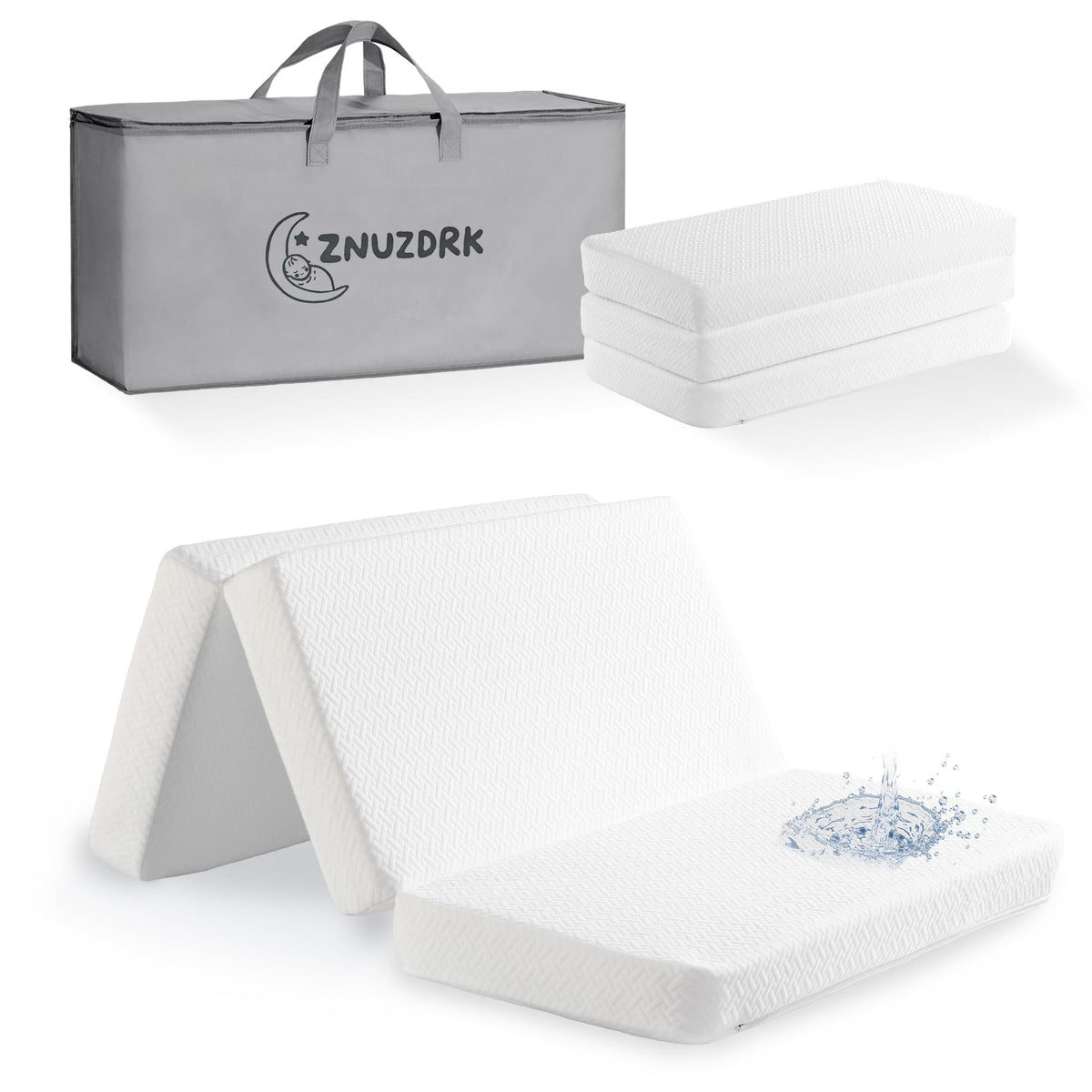 Tri-fold Portable Pack and Play Mattress with Waterproof Washable Cover E240226