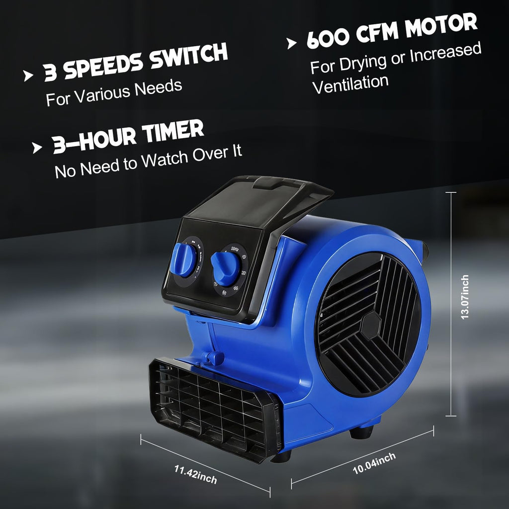 1/4HP 600CFM 3 Speeds Air Mover Fan X493