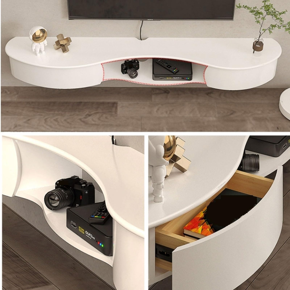 67'' Wall Mounted TV Stand with Drawers and Open Storage Shelf I99522