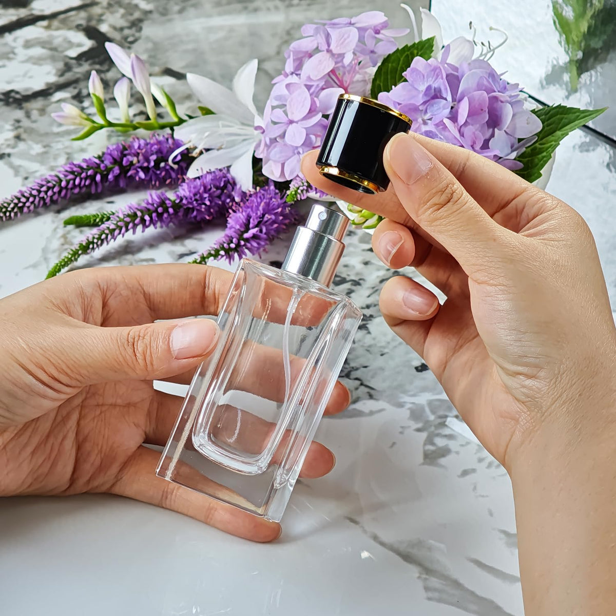 2 Pack 50ml Glass Spray Perfume Bottle Atomizer I135440