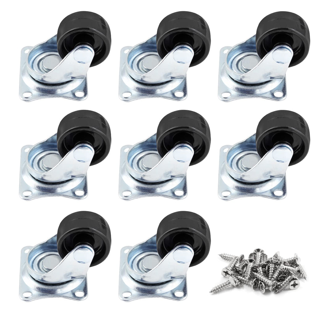 1 inch Swivel Caster Wheels Rubber Base, 8pcs F95028