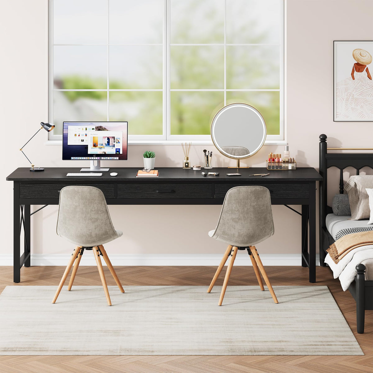 78.7 inch Black Computer Desk with 3 Drawers N151091