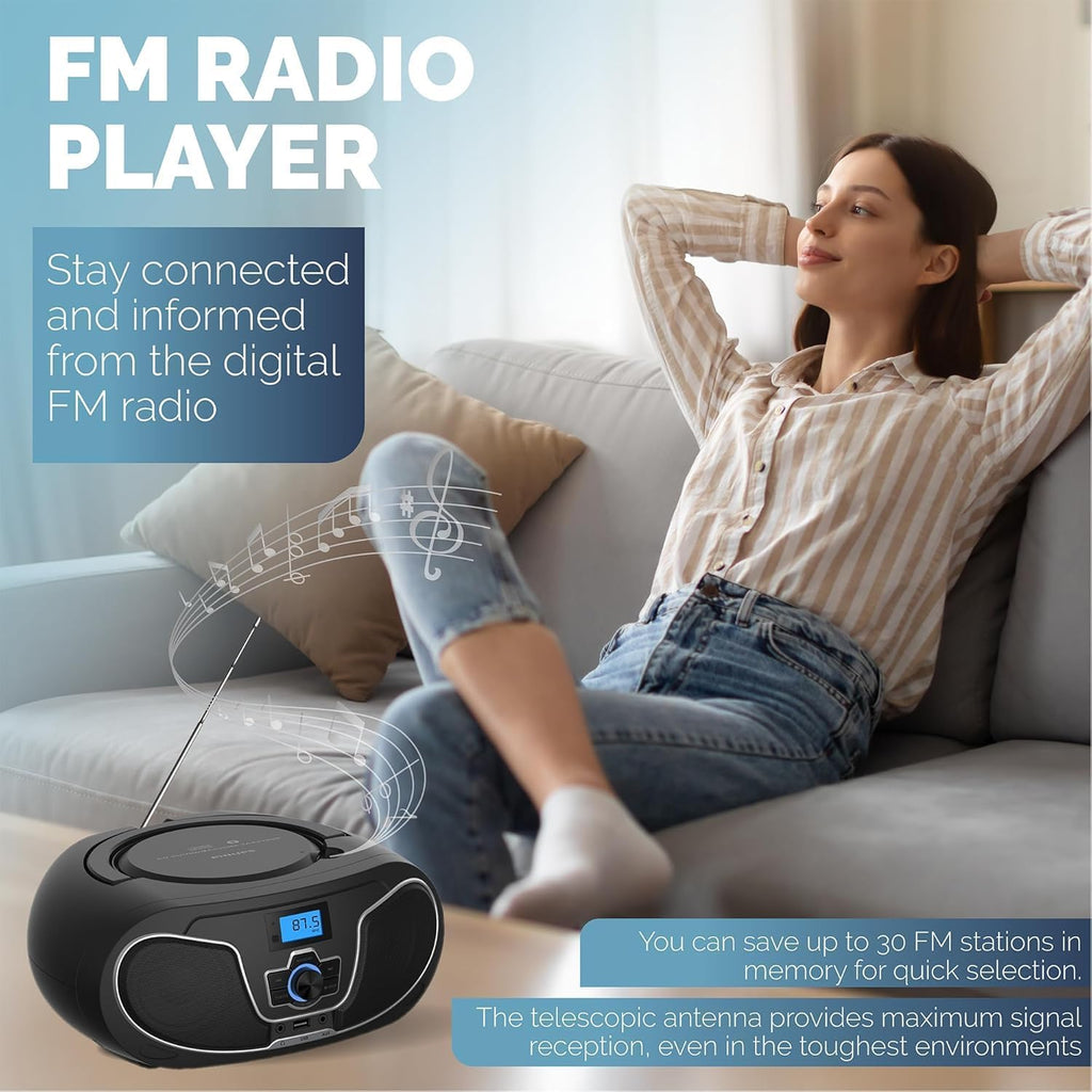 Portable Bluetooth CD Player Boombox with FM Radio G604