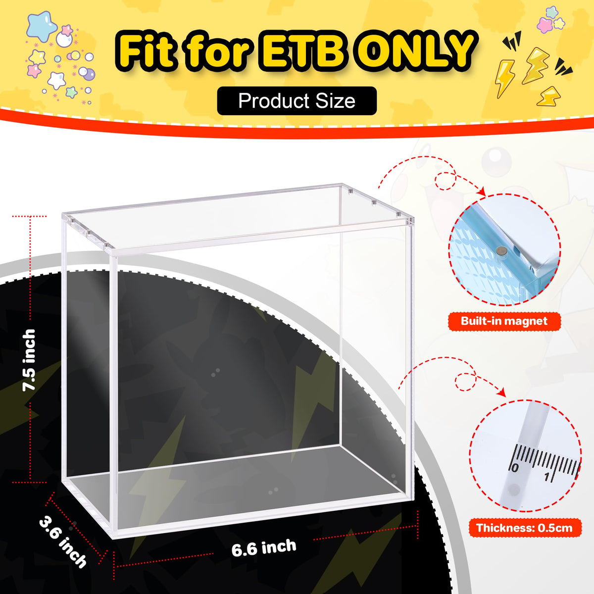 2 PCS 5mm Clear Acrylic Display Case C122766