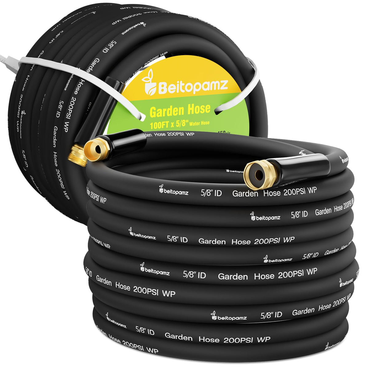 100 ft 5/8 in Heavy Duty Flexible Rubber Hybrid Garden Hose J8173