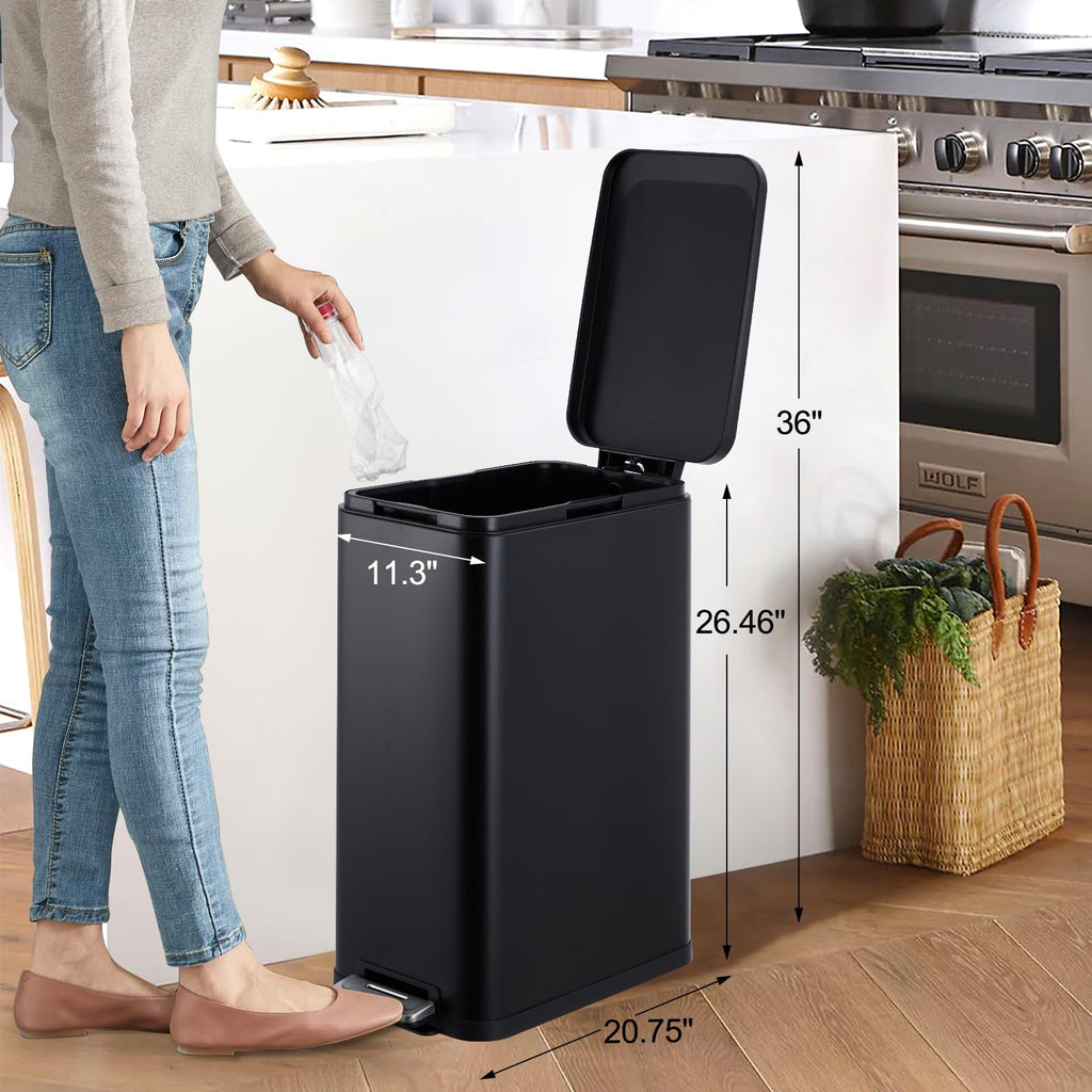 50L Slim Stainless Steel Trash Can with Lid B582206