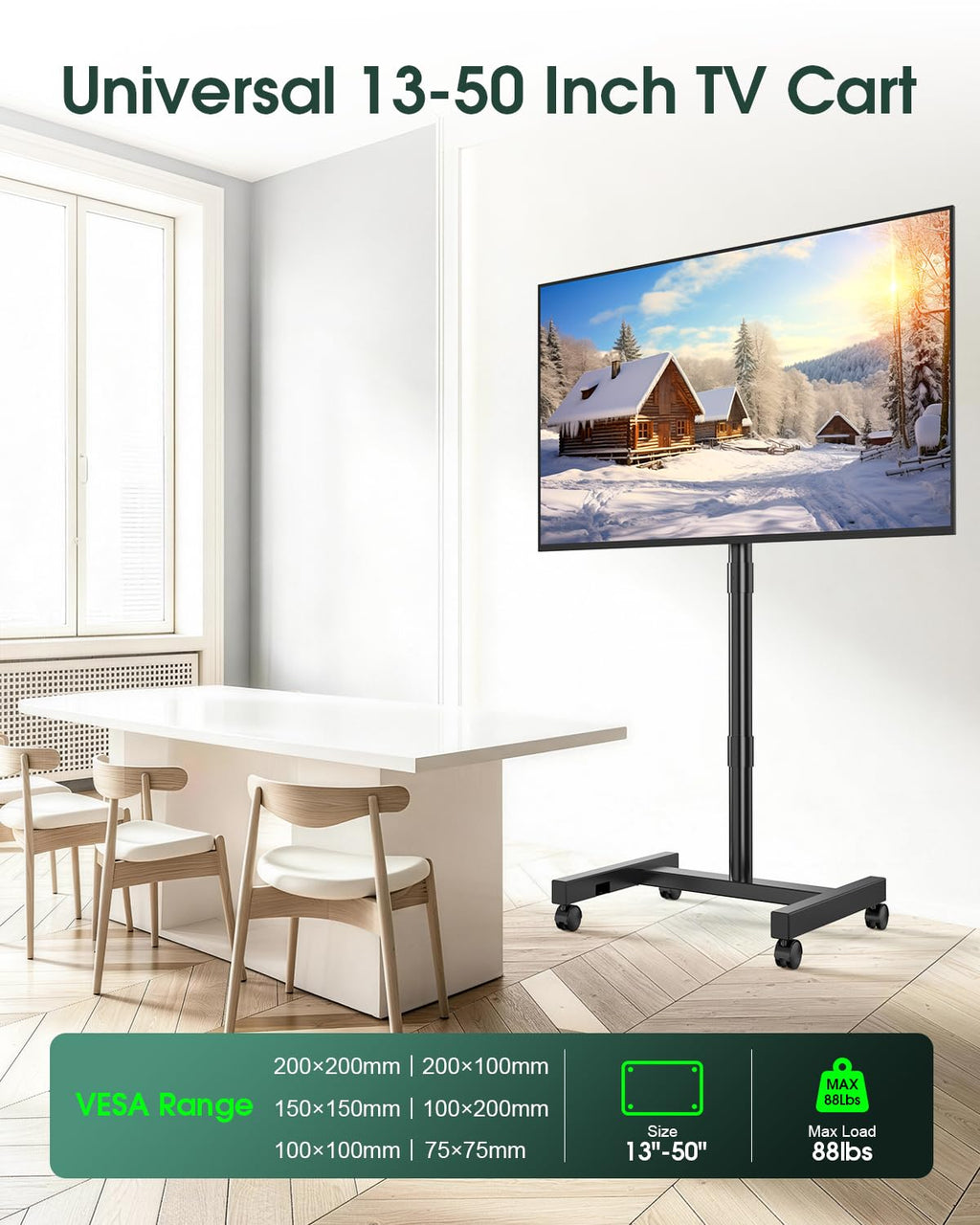 Black Rolling TV Stand for 13-50 inch Screens I56364