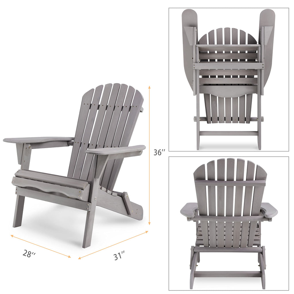 Wooden Folding Adirondack Chair Set of 2 Solid Cedar B942