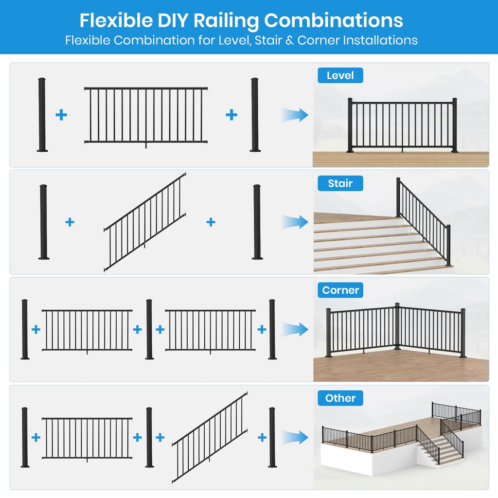 Black Aluminum Deck Railing Kit A17462