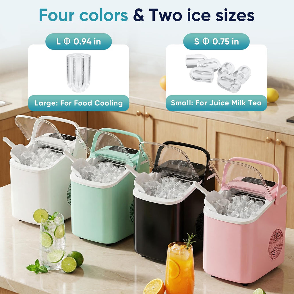 Countertop Ice Maker with Basket and Scoop, 26lbs Daily J99743