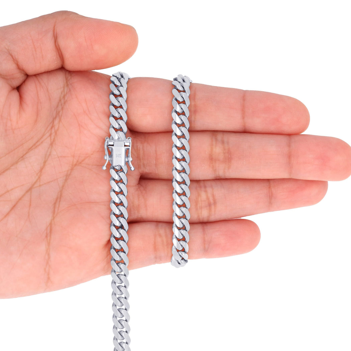14k White Gold 6mm Chain Necklace K835
