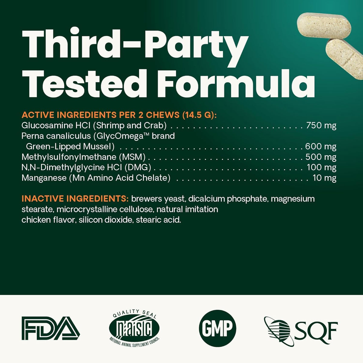Chicken Hip & Joint Tablets for Dogs, 120 Count D288