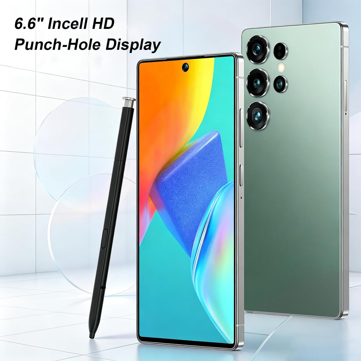 Unlocked 4G Smartphone 6.6" HD+ Display 4GB+32GB Android 12 Dual SIM Black O539
