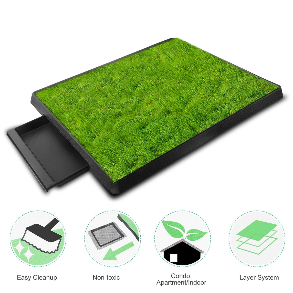 Indoor Dog Potty Grass Pad with Tray Q976542