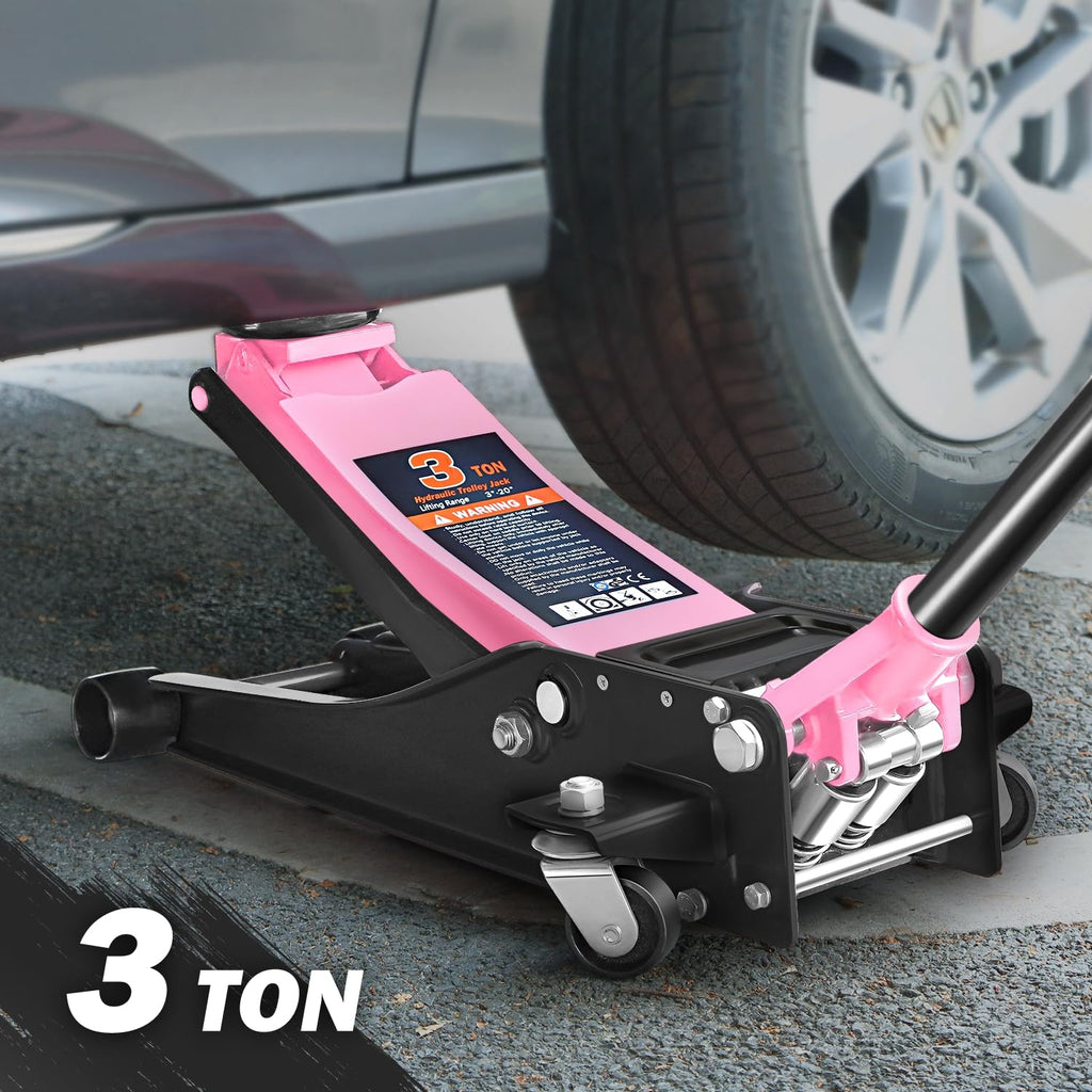Low Profile Hydraulic Trolley Floor Jack 3 Ton Pink V413