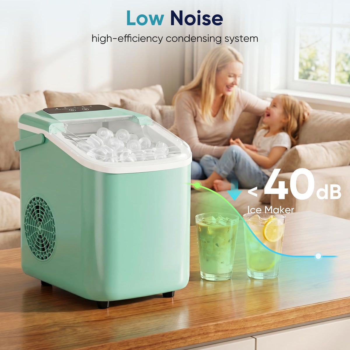 Countertop Ice Maker with Basket and Scoop, 26lbs Daily J99743