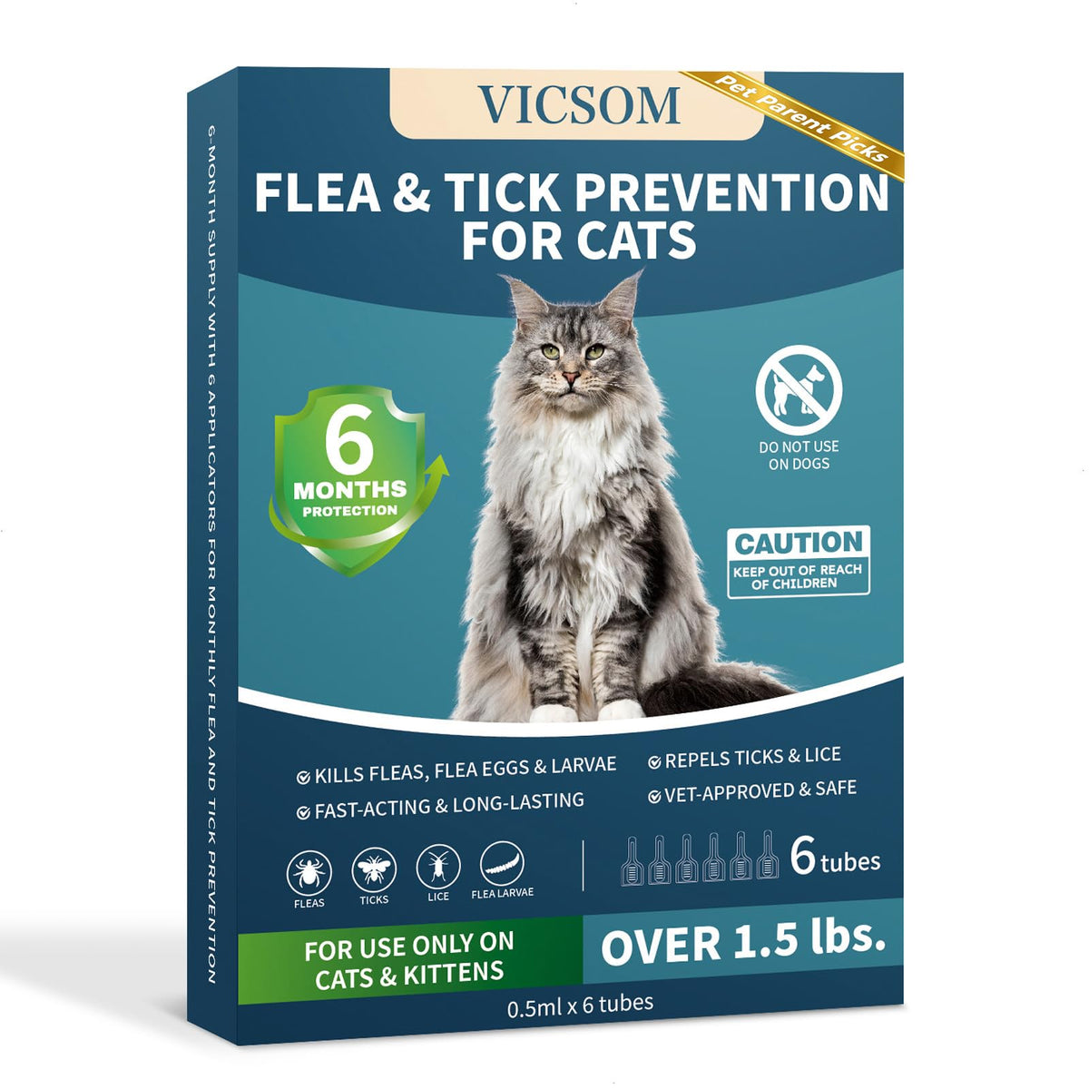 Cat Flea and Tick Treatment, 6 Doses O3901