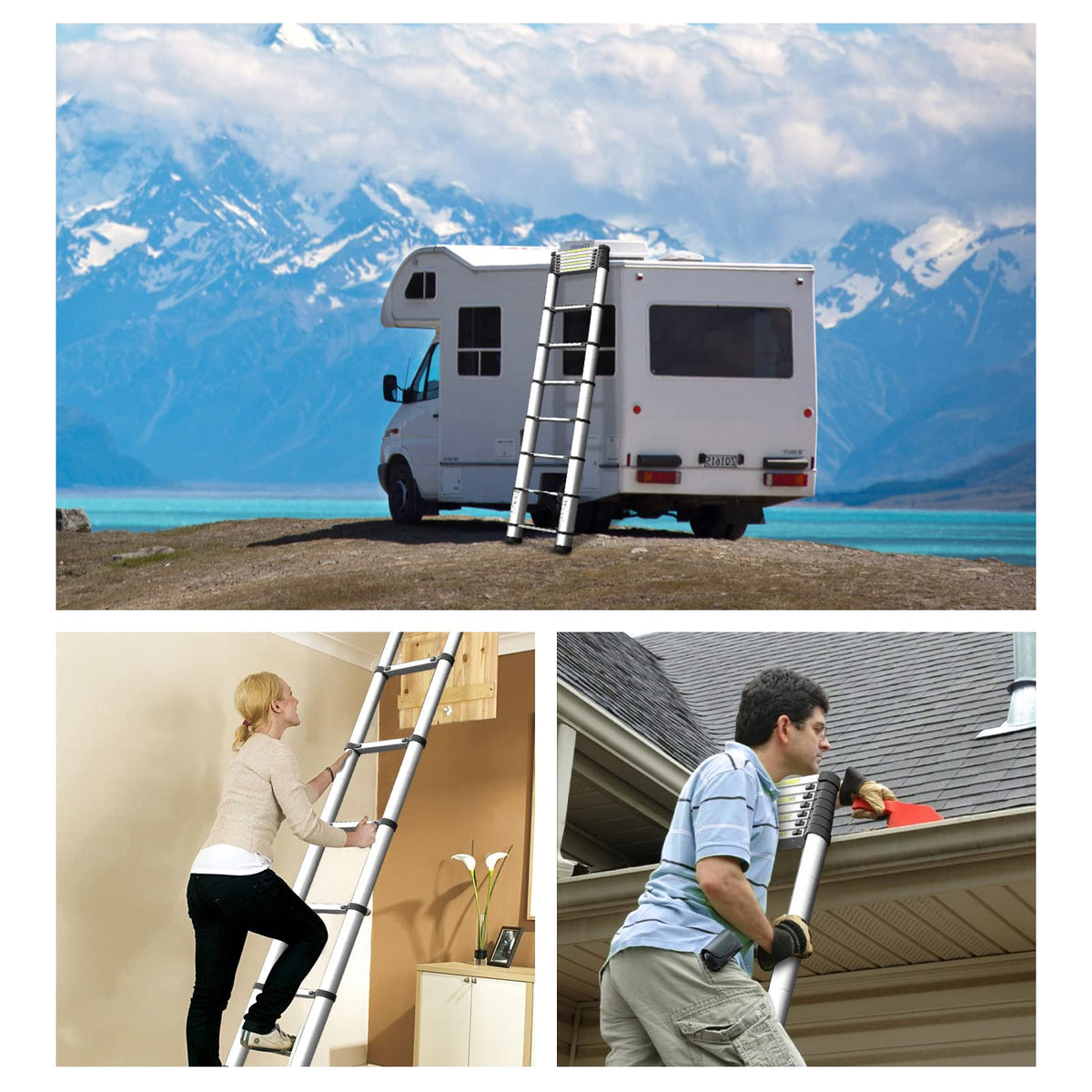 16.5FT Aluminum Telescoping Ladder 330 lbs V968