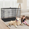 48 Inch Folding Metal Wire Dog Crate with Divider Panel & Removable Tray J1285