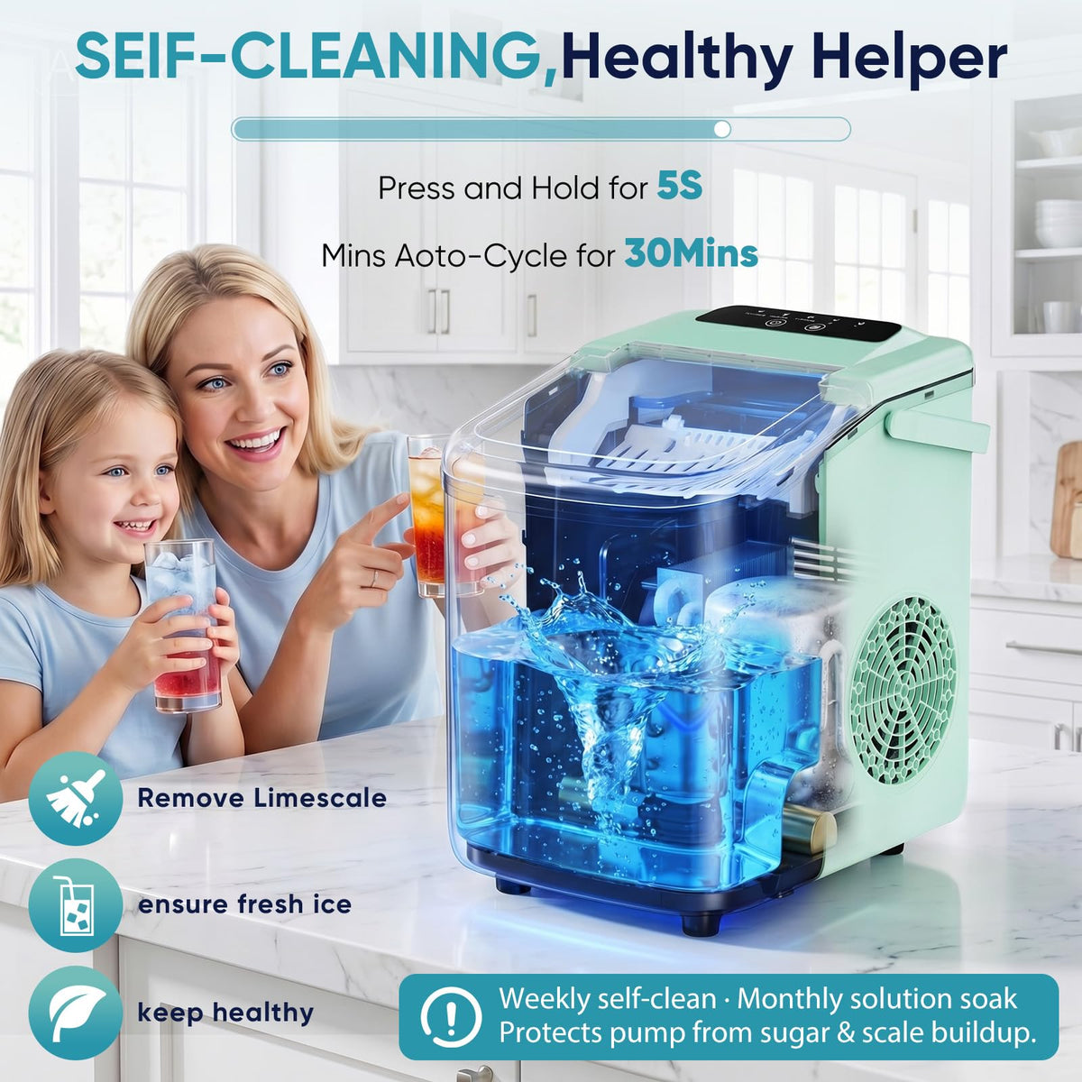 Countertop Ice Maker with Basket and Scoop, 26lbs Daily J99743