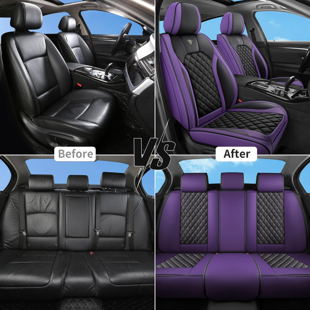 Purple Black Leather Car Seat Covers Full Set K891473