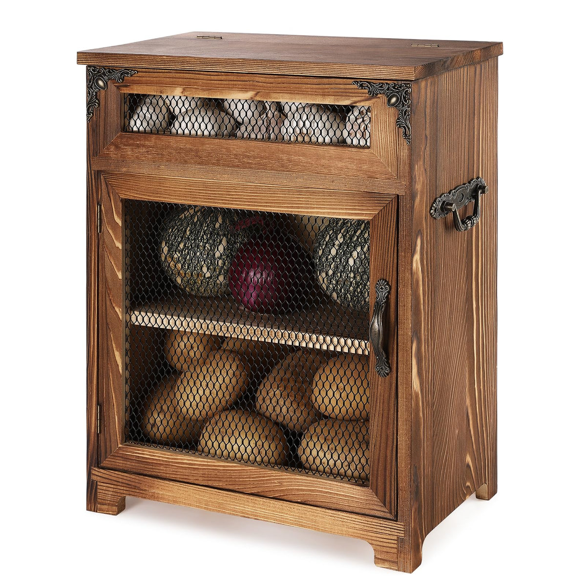 Potato and Onion Storage Bin Wooden Storage Box D46256