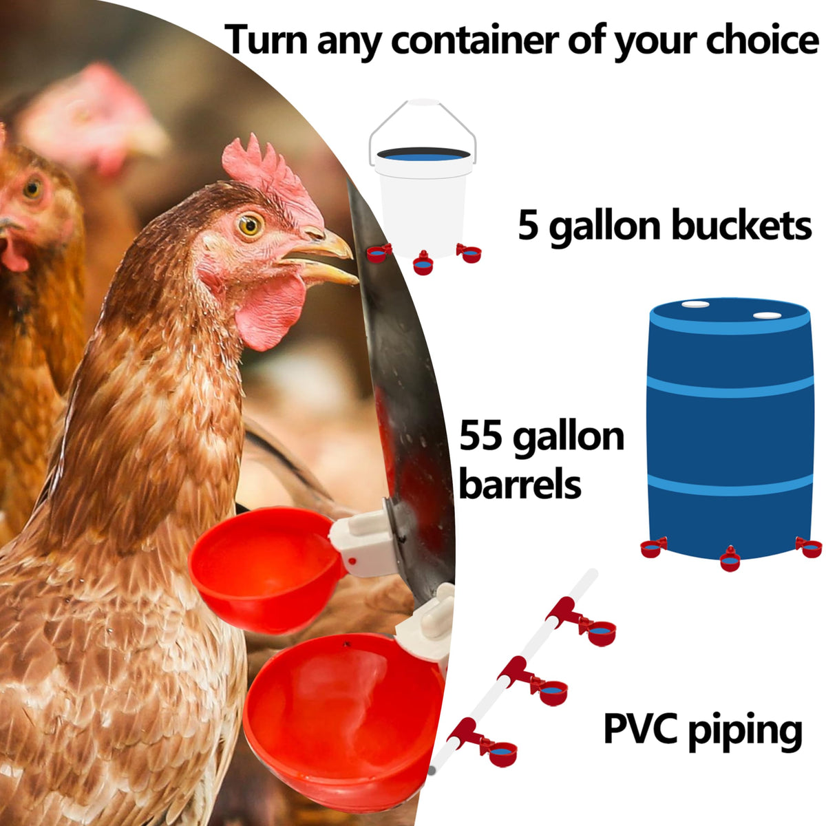 16 Pack Poultry Waterer Cups with Mounting Hole Opener D137
