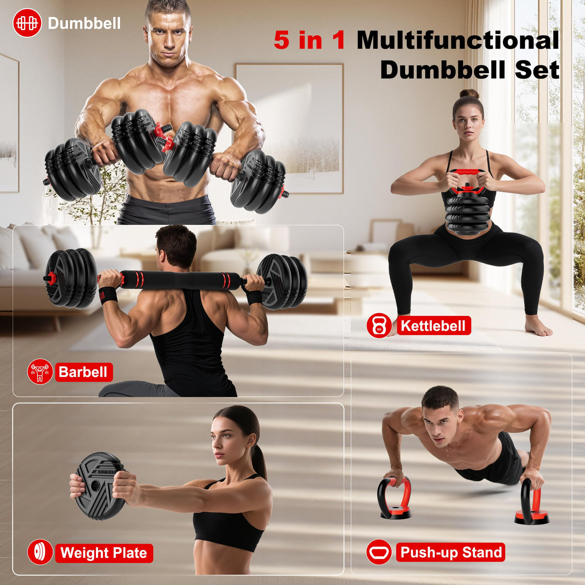Adjustable Dumbbell Set 5 in 1 H3374