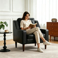 PU Leather Accent Chair Button-Tufted Upholstered Black L186
