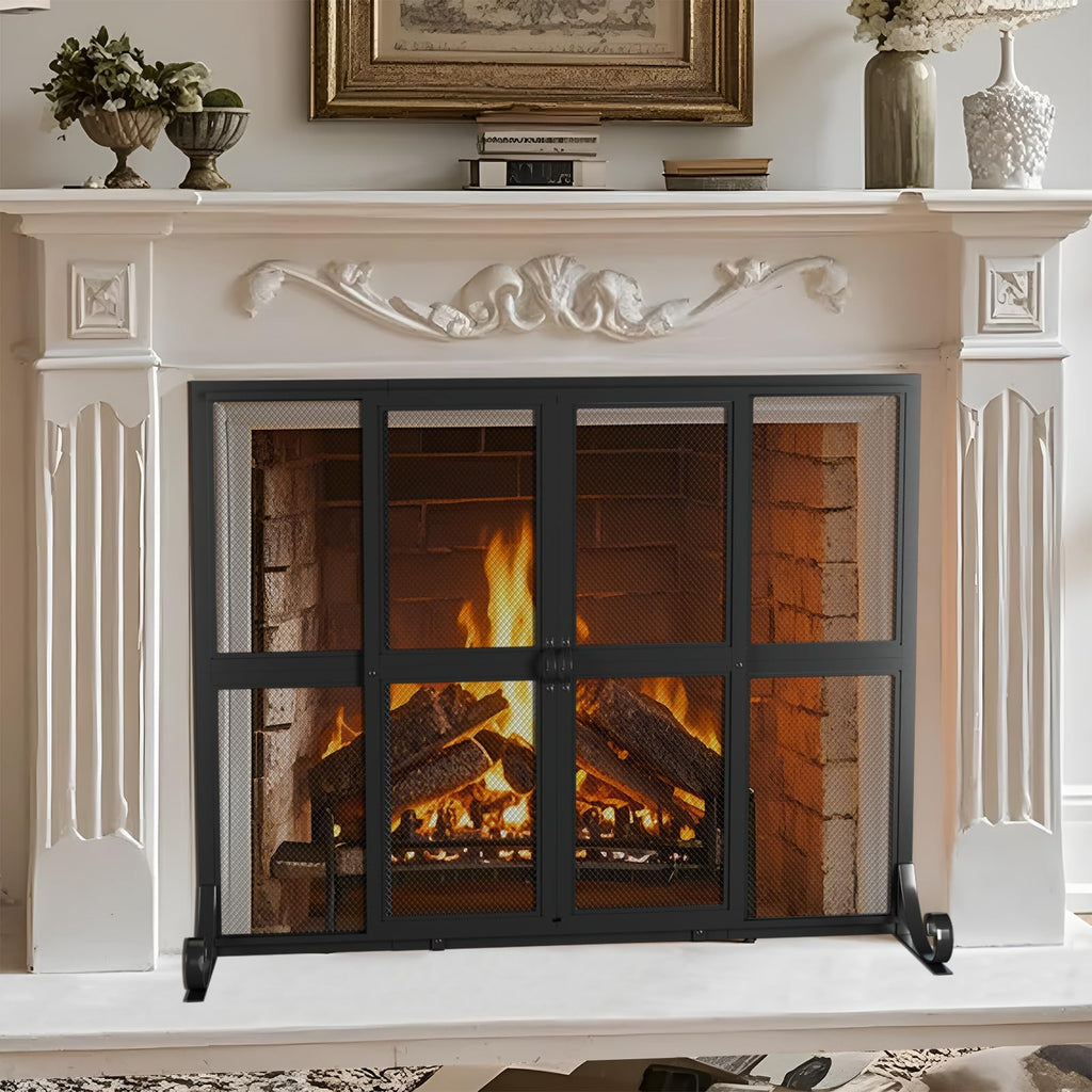 Fireplace Screen with Sliding Doors D542356