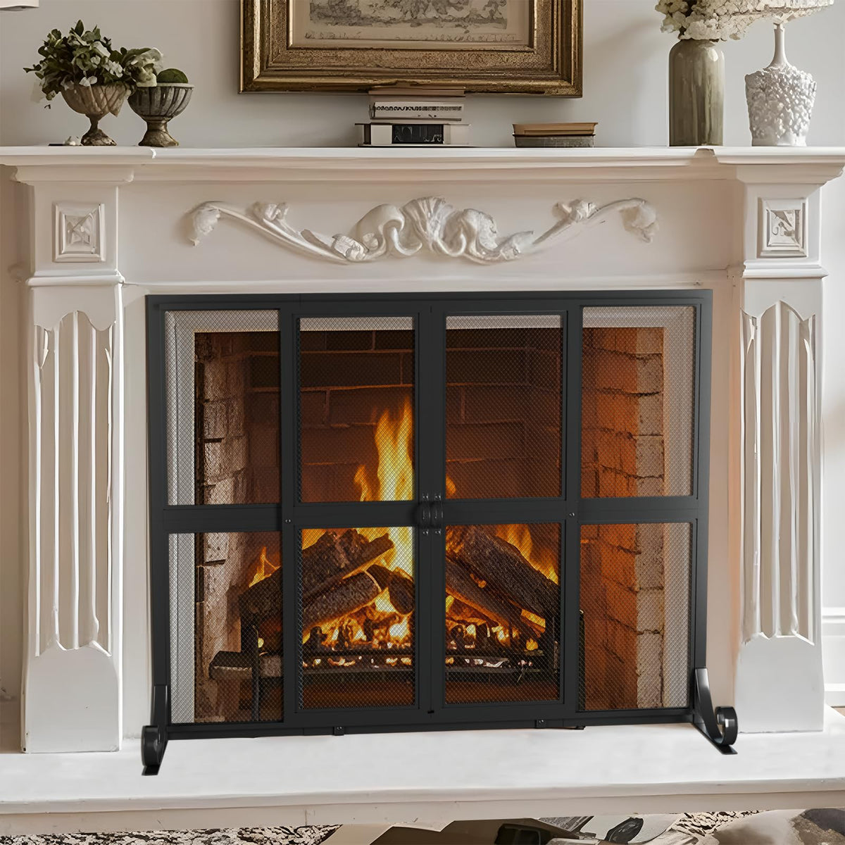 Fireplace Screen with Sliding Doors D542356