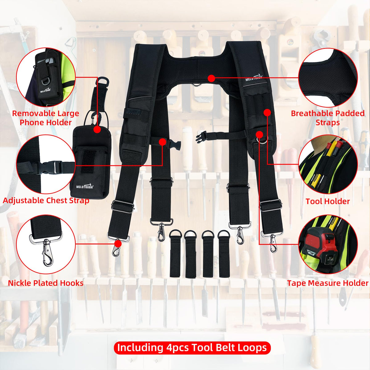 Tool Belt Suspenders Padded Work Suspension Rig O718263