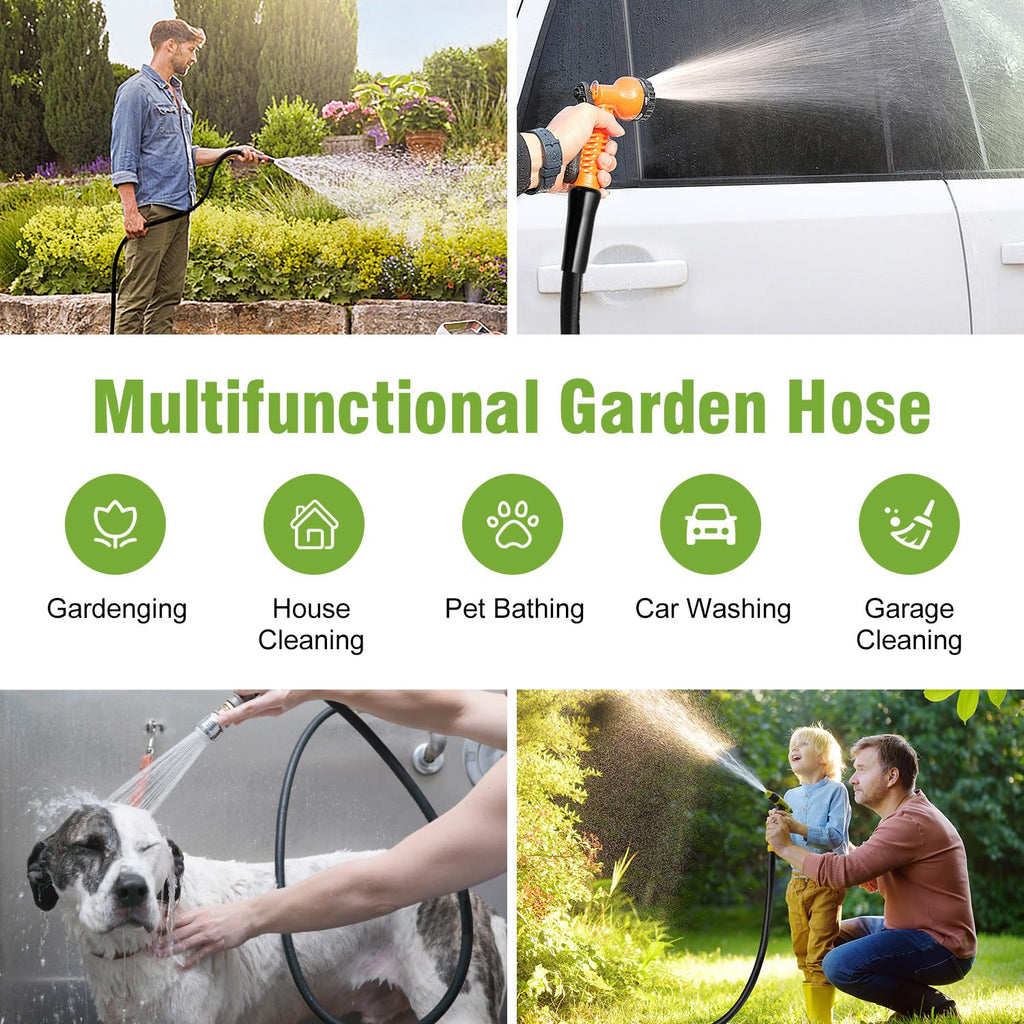 100 ft 5/8 in Heavy Duty Flexible Rubber Hybrid Garden Hose J8173