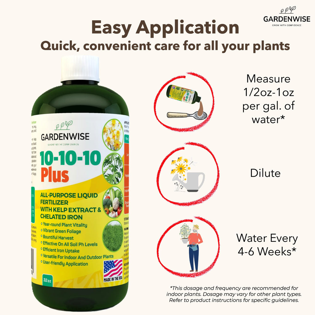 10-10-10 All Purpose Liquid Fertilizer with Seaweed Kelp & Iron 16 oz G671022