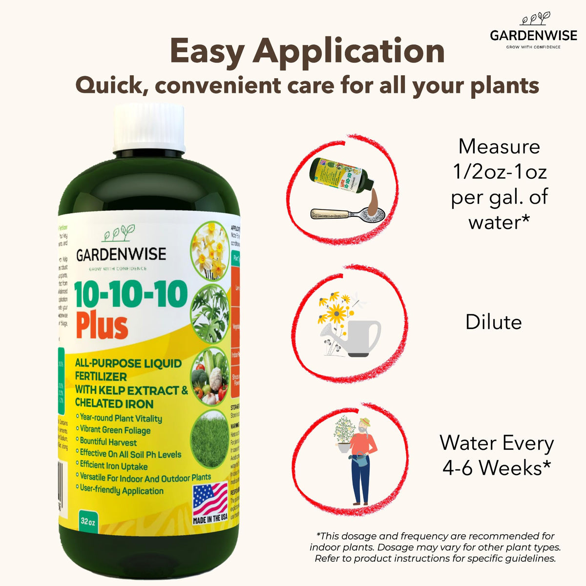 10-10-10 All Purpose Liquid Fertilizer with Seaweed Kelp & Iron 16 oz G671022