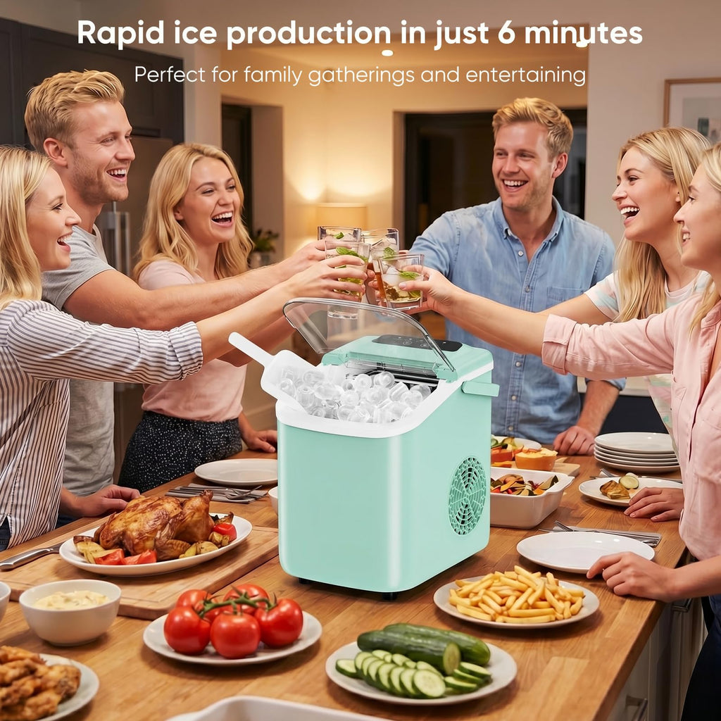 Countertop Ice Maker with Basket and Scoop, 26lbs Daily J99743