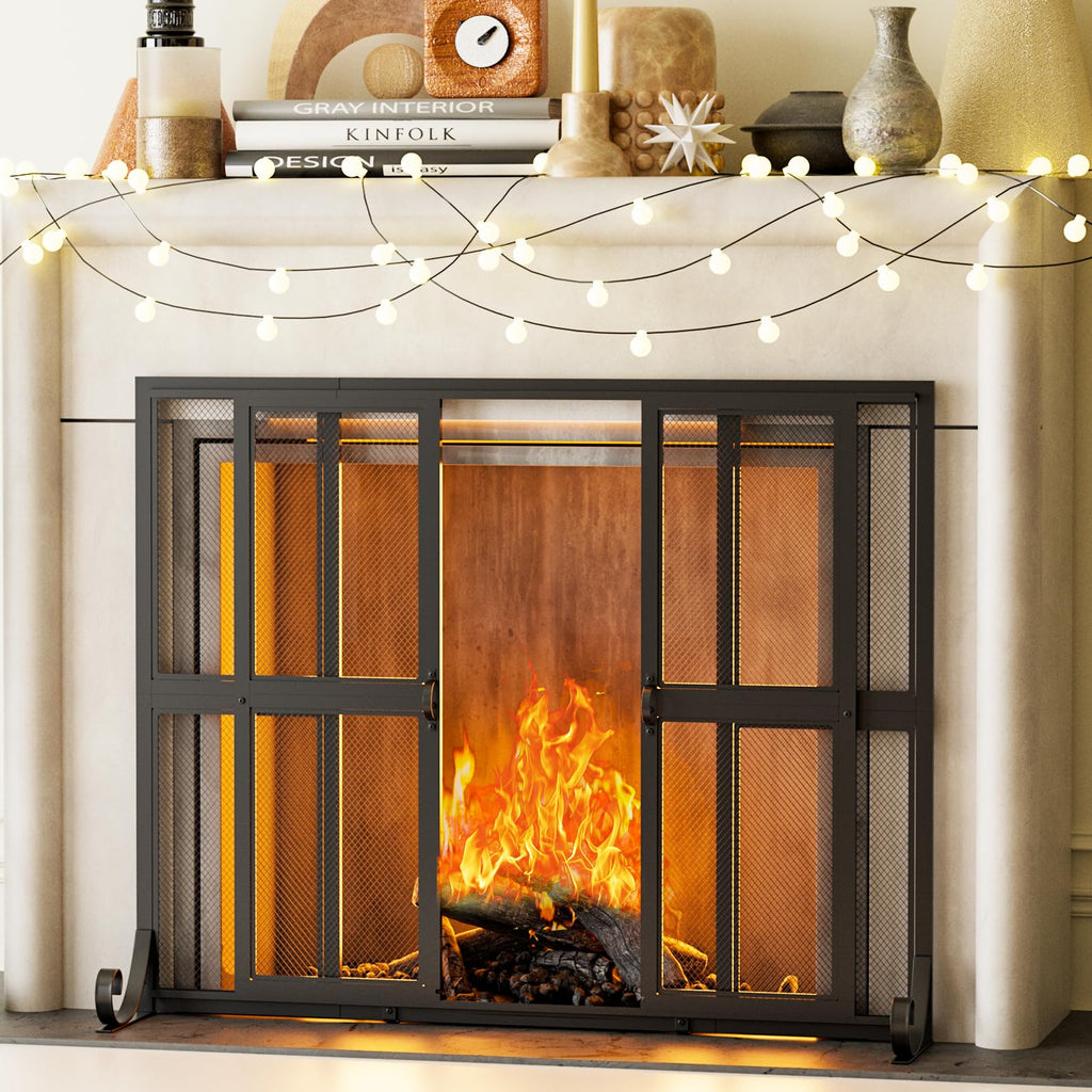 Fireplace Screen with Sliding Doors D542356