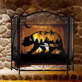 3-Panel Folding Metal Fireplace Screen Black Q961