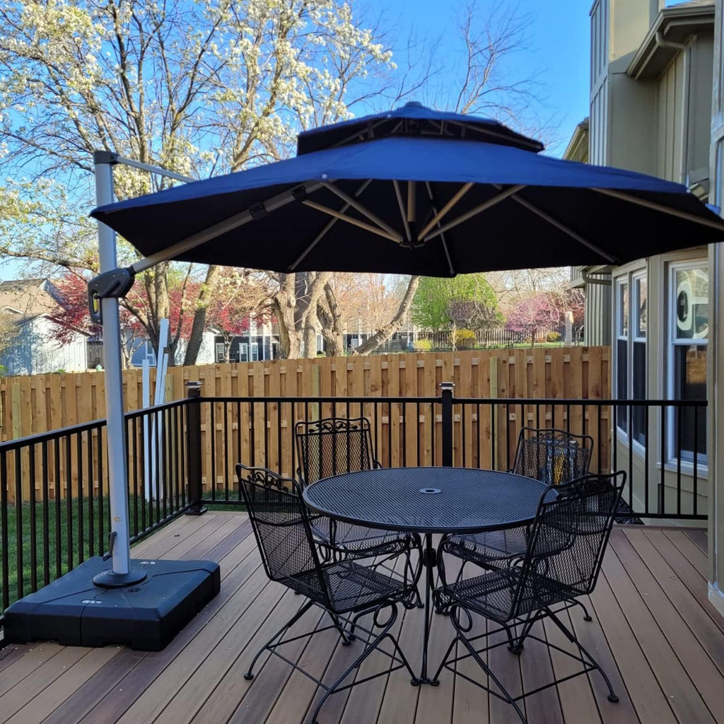 Navy Blue 10 FT Cantilever Patio Umbrella with Base J923636