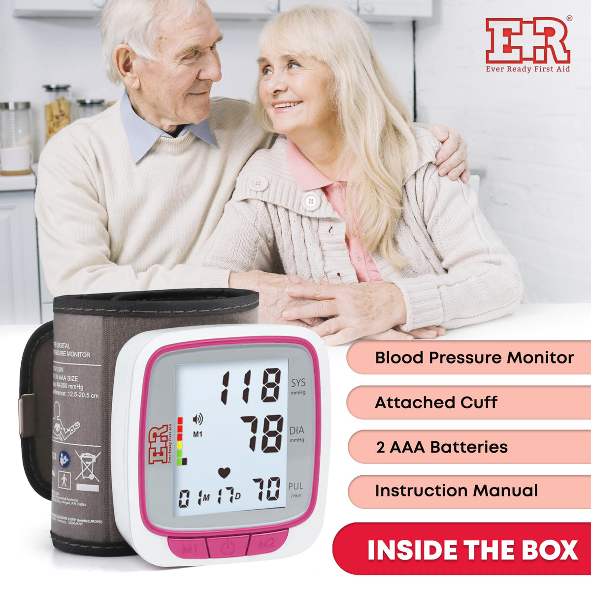 Pink Wrist Blood Pressure Monitor B40039