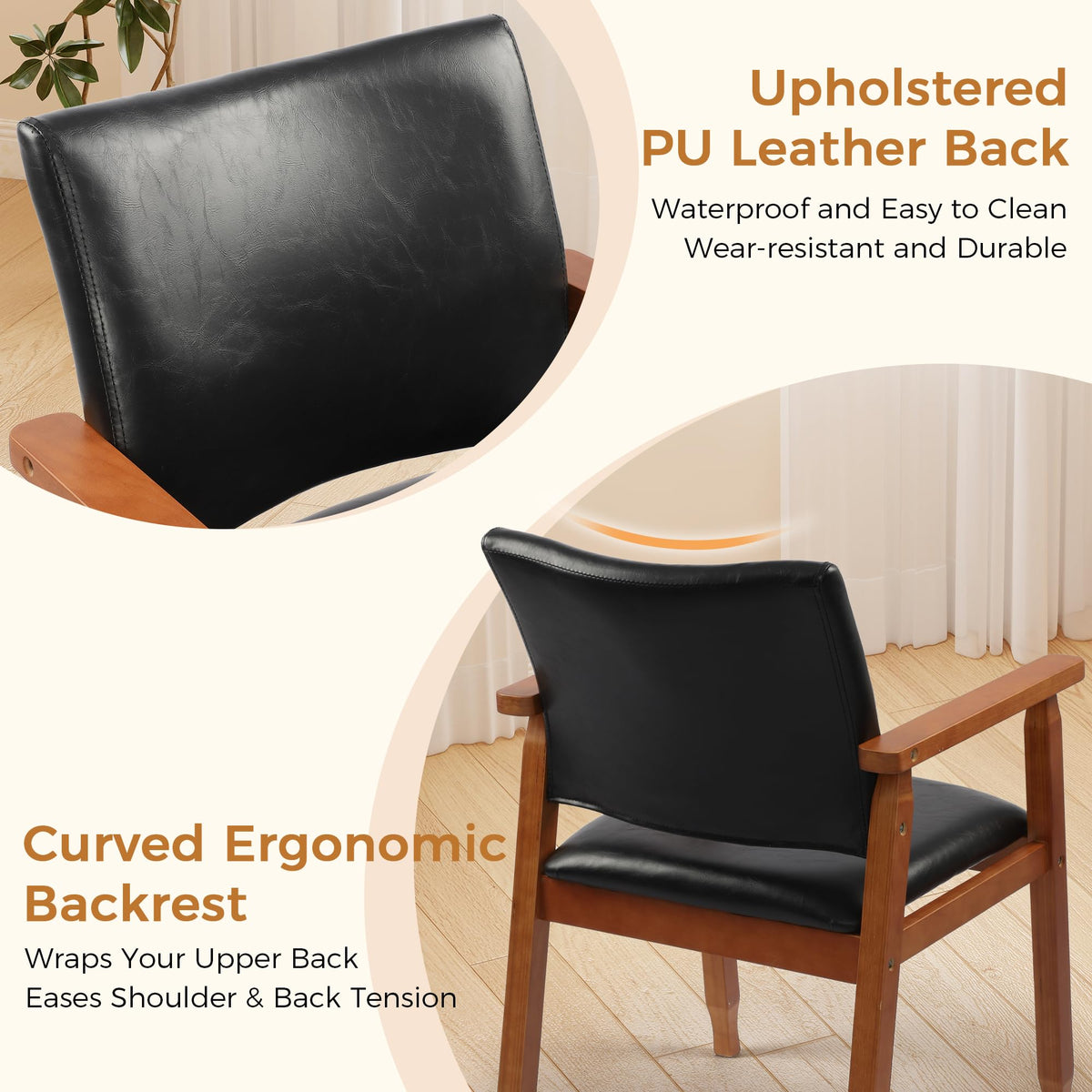 Black PU Leather Dining Chairs Set of 4 M59455