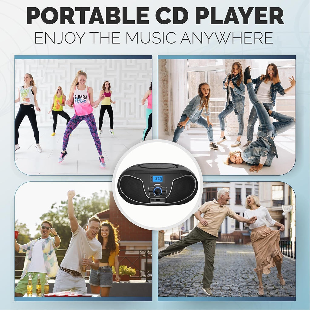Portable Bluetooth CD Player Boombox with FM Radio G604