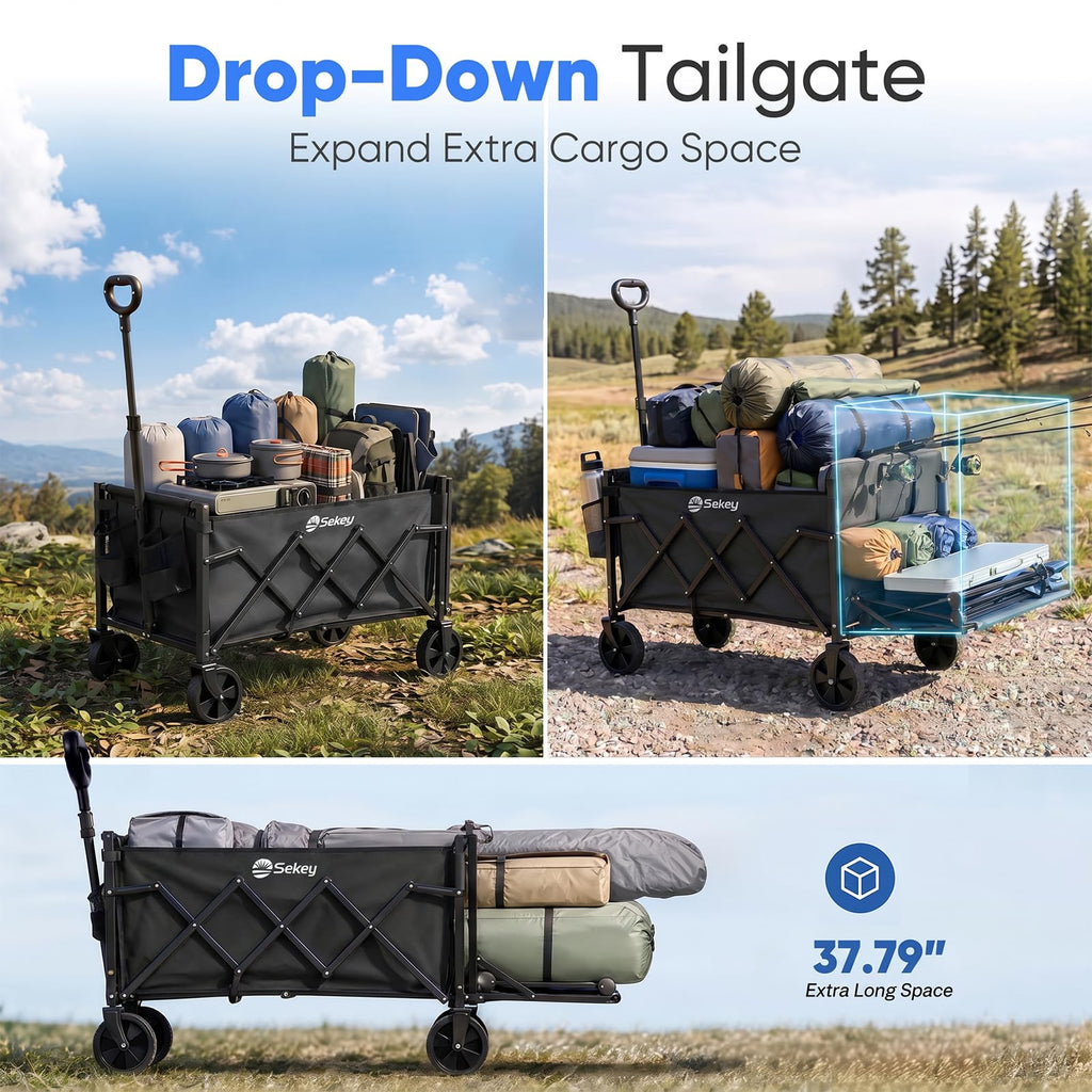 Collapsible Wagon with Tailgate, 300 lb Capacity Q734078