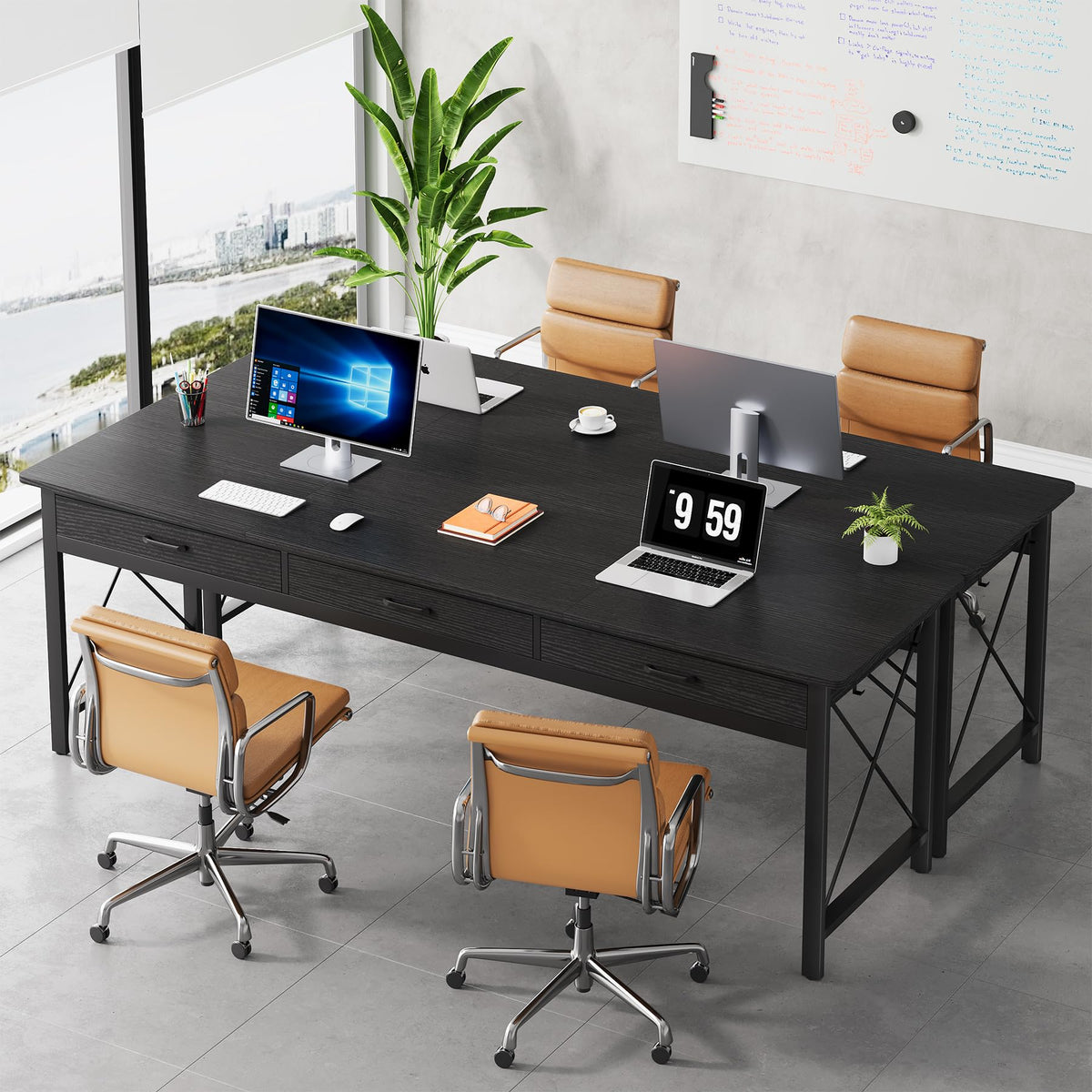 78.7 inch Black Computer Desk with 3 Drawers N151091