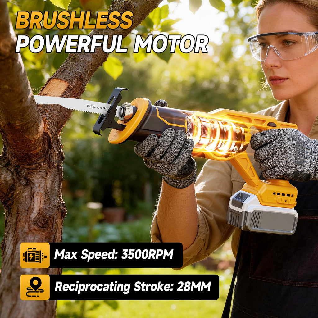 Cordless Brushless Reciprocating Saw with 8 Blades J93646