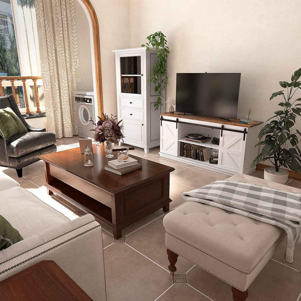 Bright White TV Stand for 65 Inch TV V36872